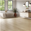 European French Oak Prime Grade Unfinished Engineered Square Edge Hardwood Floor installed in bathroom