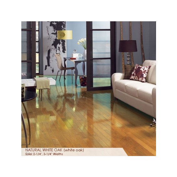 Somerset High Gloss Collection Strip 2 1/4&quot; Solid Natural White Oak High Gloss Hardwood Flooring