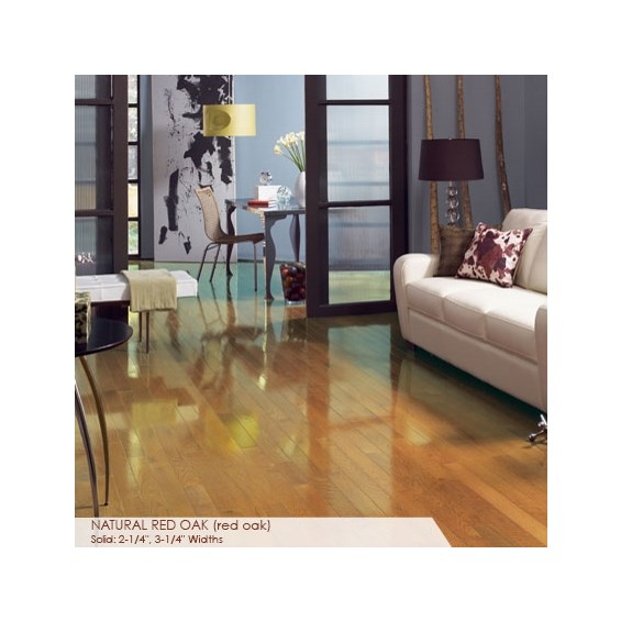Somerset High Gloss Collection Strip 3 1/4&quot; Solid  Red Oak Natural High Gloss Hardwood Flooring