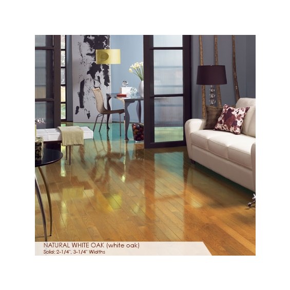 Somerset High Gloss Collection Strip 3 1/4&quot; Solid Natural White Oak High Gloss Hardwood Flooring