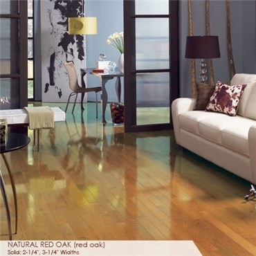 Somerset High Gloss Collection Strip 2 1/4&quot; Solid  Red Oak Natural High Gloss Hardwood Flooring