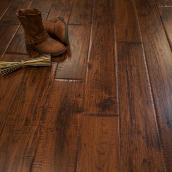 Mixed Width 3 1/4"|4"|6" x 3/4" Hickory Hand Scraped Prefinished Solid Canyon Crest